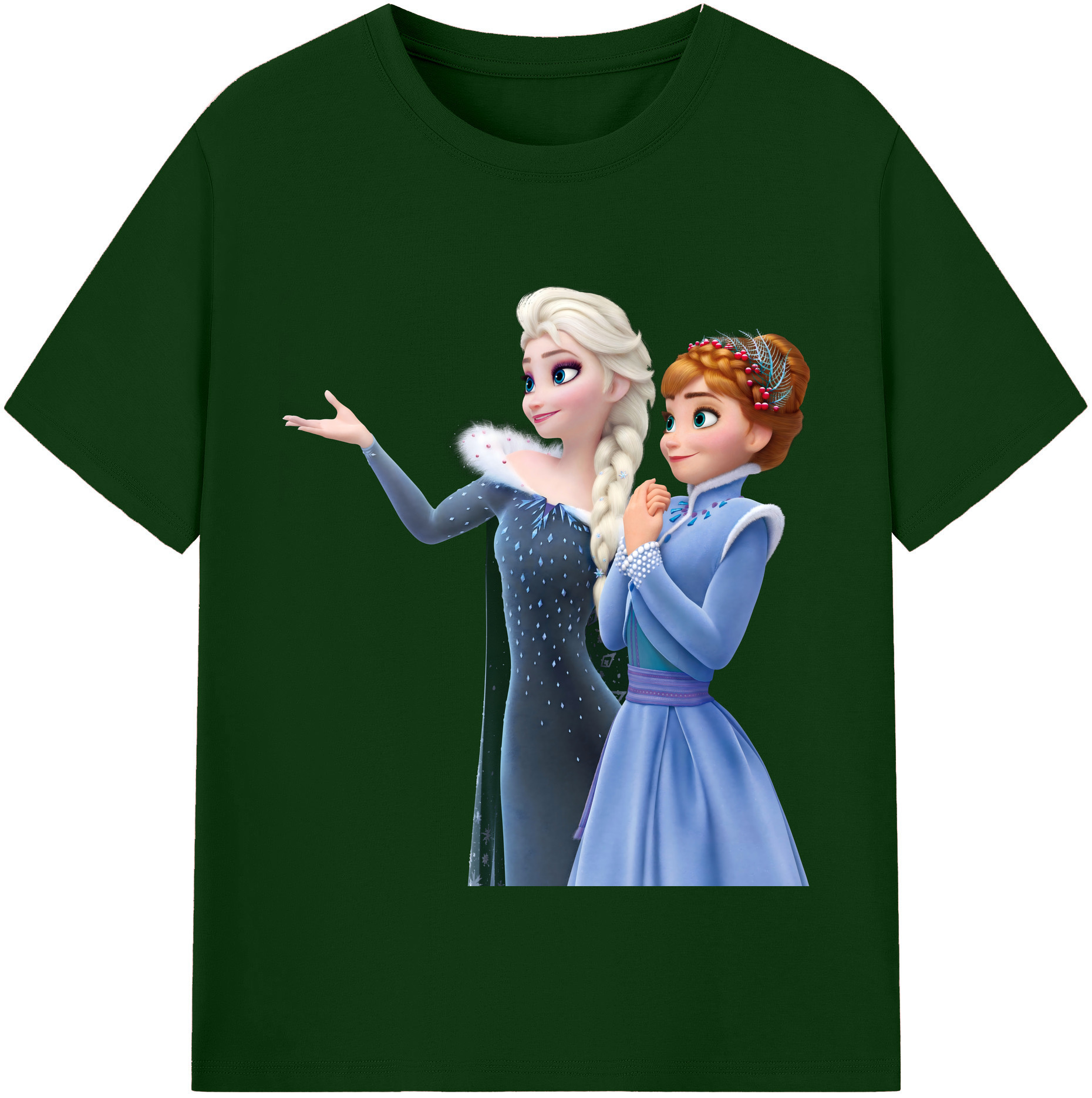 （画像用） アナと雪の女王 アンナ エルサ Frozen Anna Elsa 綿100％半袖Tシャツ（フロントプリント）
